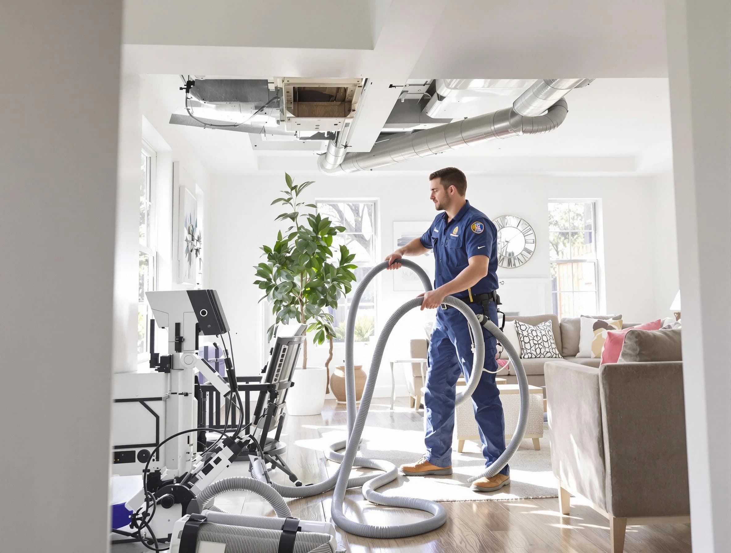 Lake Forest Air Duct Cleaning technician performing thorough AC duct cleaning for enhanced cooling efficiency in Lake Forest