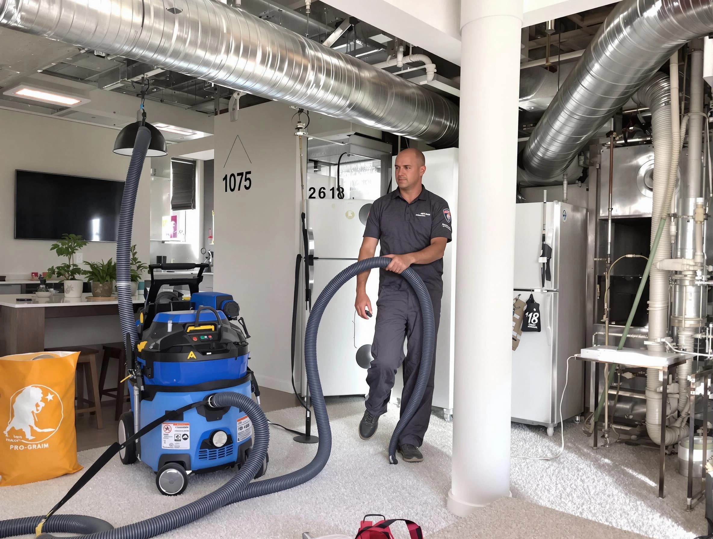 Lake Forest Air Duct Cleaning expert performing detailed indoor duct cleaning for improved air quality in Lake Forest
