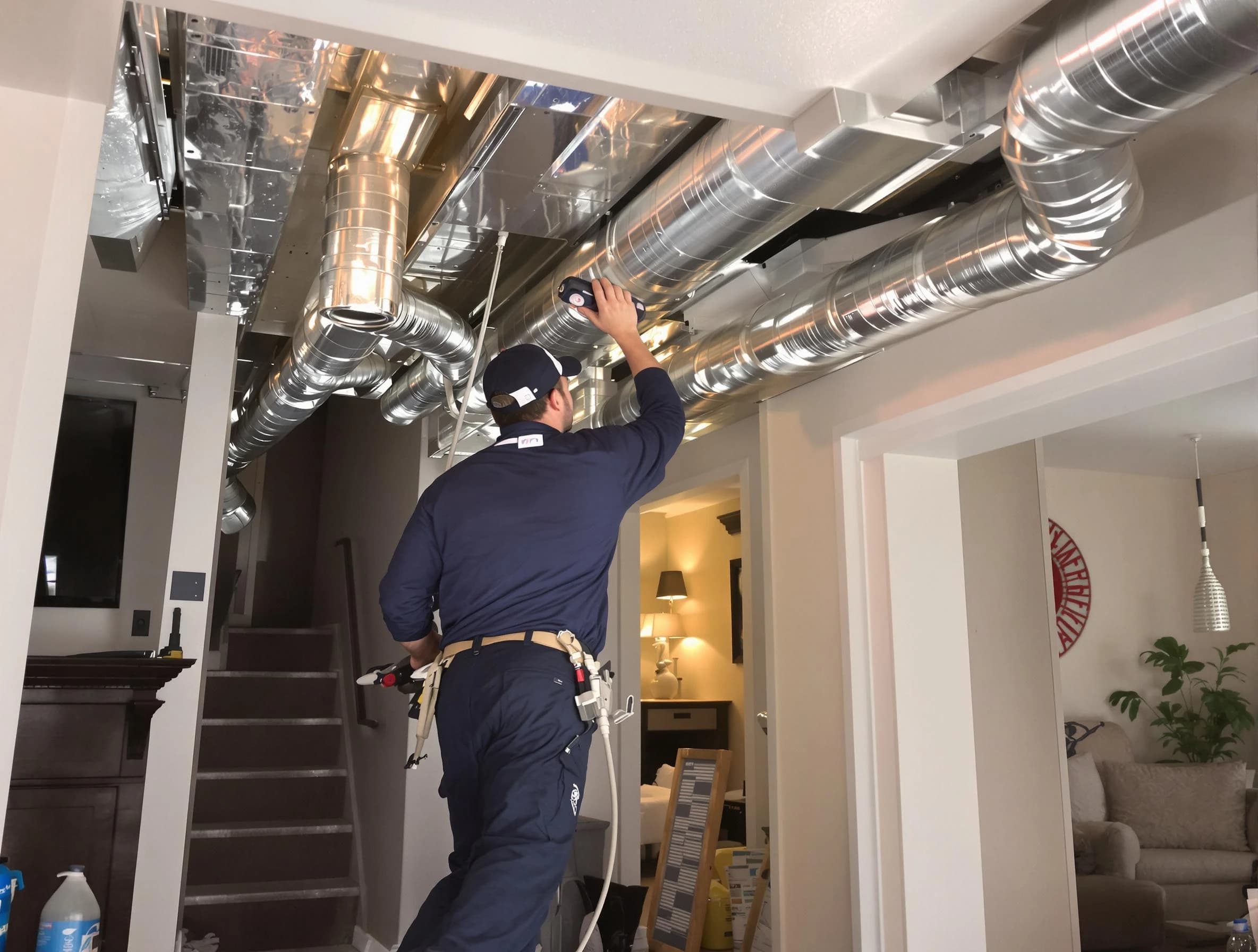 Lake Forest Air Duct Cleaning expert performing specialized duct cleaning in a mobile home in Lake Forest