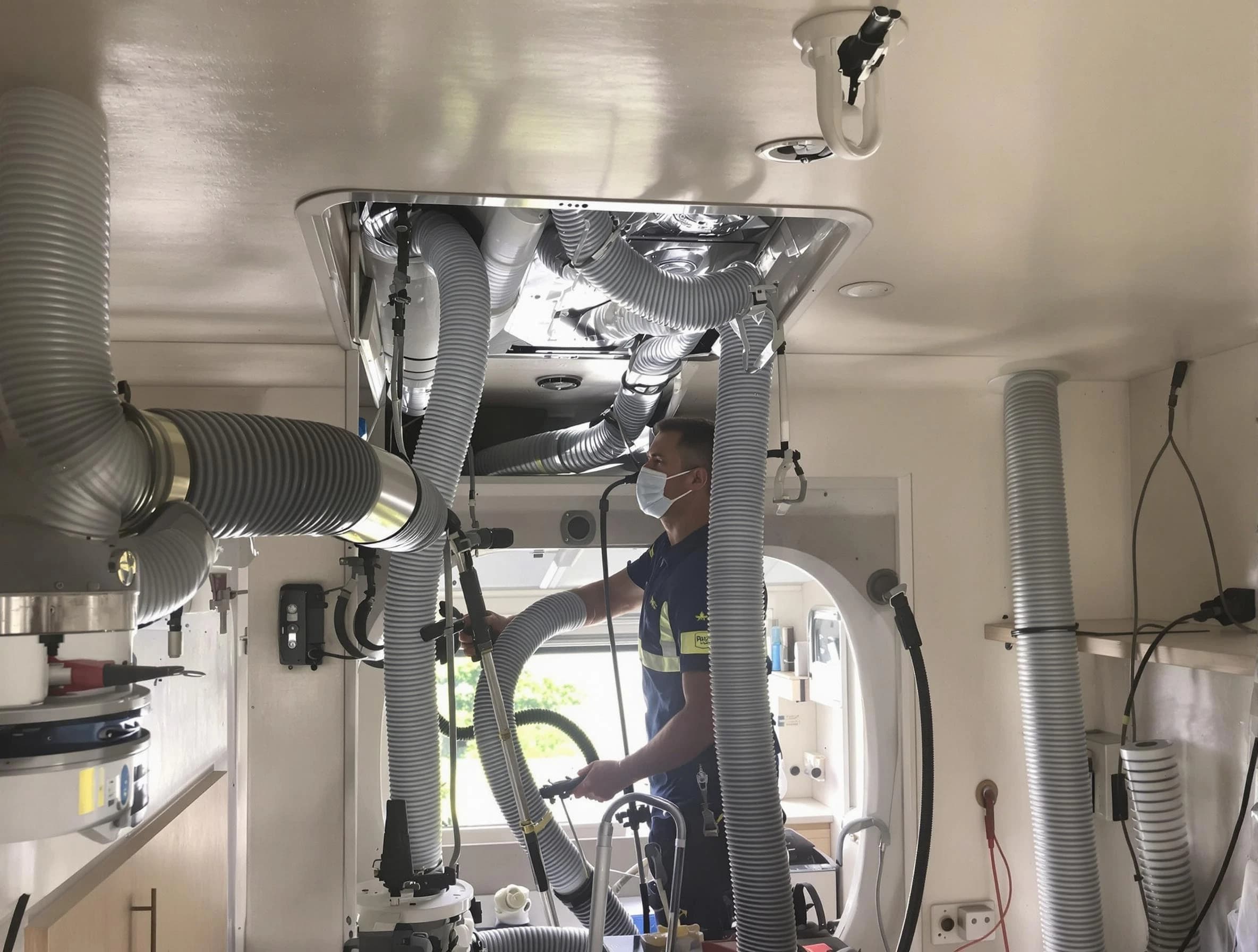 Lake Forest Air Duct Cleaning specialist performing precise mobile home duct cleaning in Lake Forest