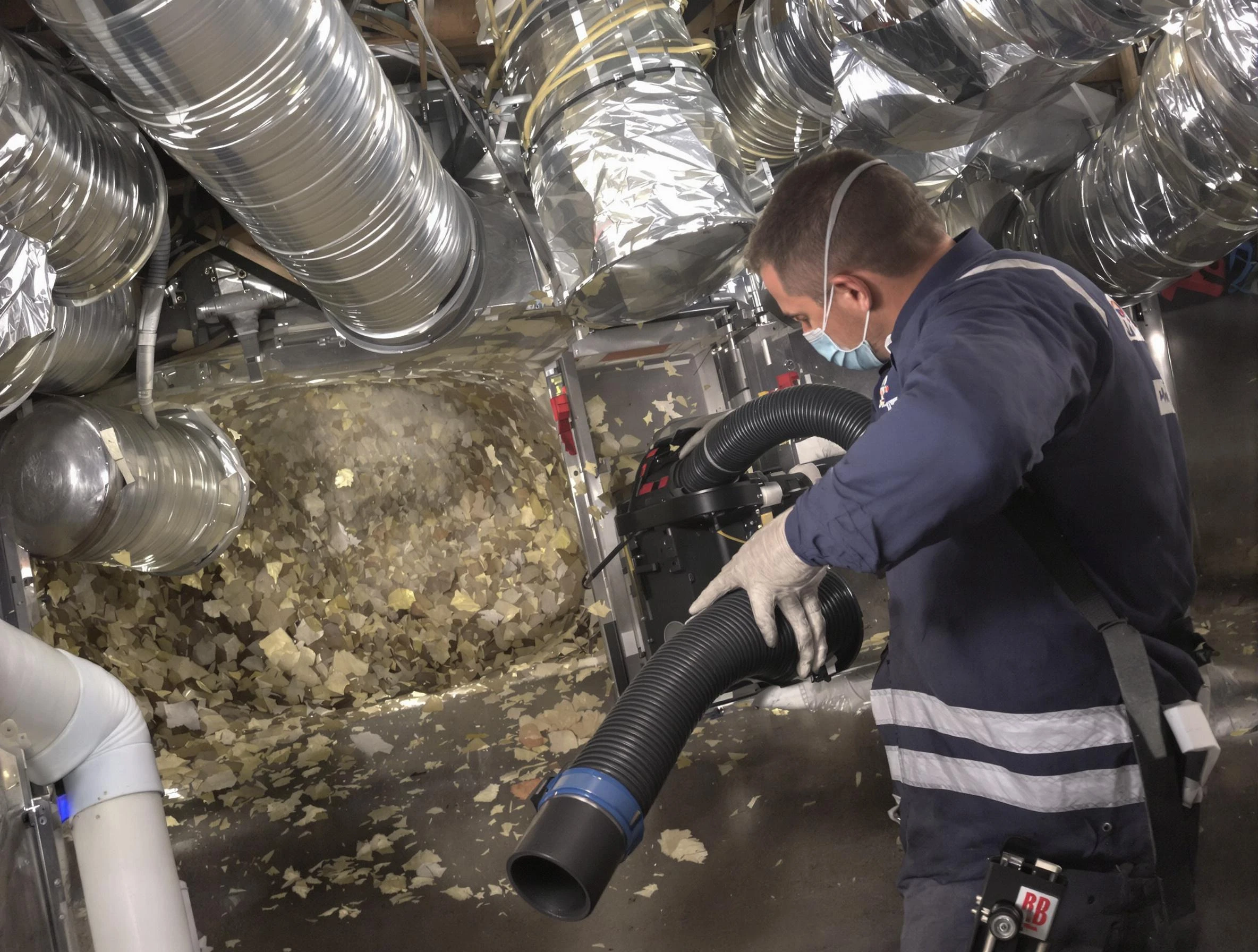 Lake Forest Air Duct Cleaning specialist operating negative pressure cleaning equipment for thorough duct maintenance in Lake Forest